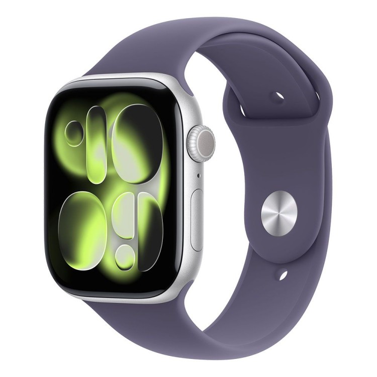 Часовник Apple Watch S11 Cellular 46mm Silver Aluminium Case with Purple Fog Sport Band - M/L артикул mfcr4mp/a