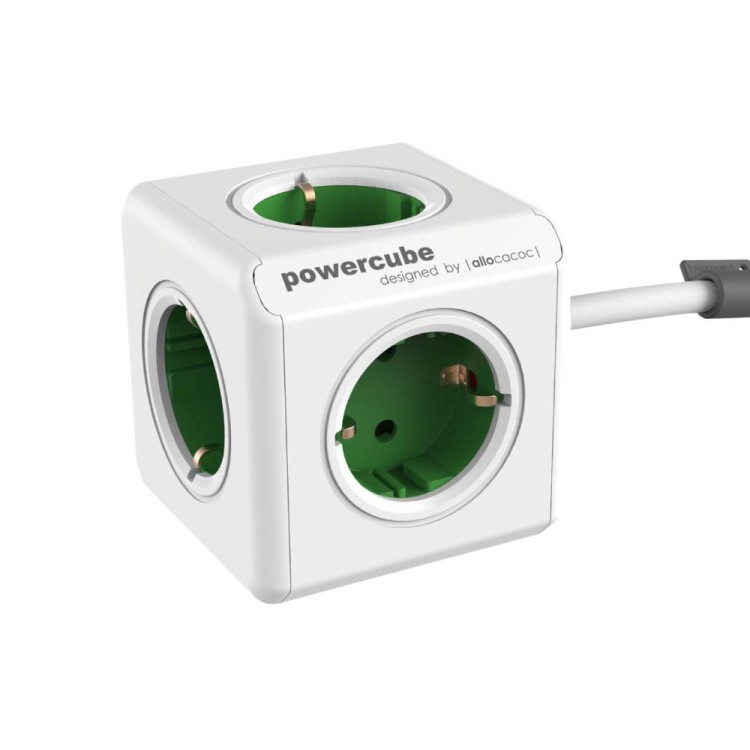 Allocacoc PowerCube Extended 1300GN разклонител 5 гнезда с кабел зелен артикул 1300GN-DEEXPC