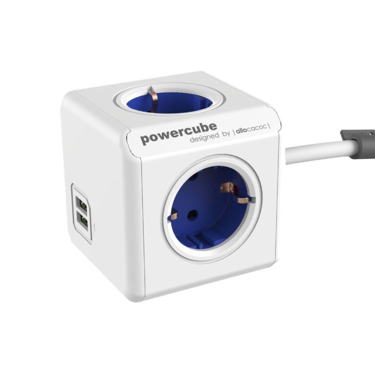 Allocacoc PowerCube Extended 1402BL разклонител 4 гнезда с кабел син артикул 1402BL-DEEUPC