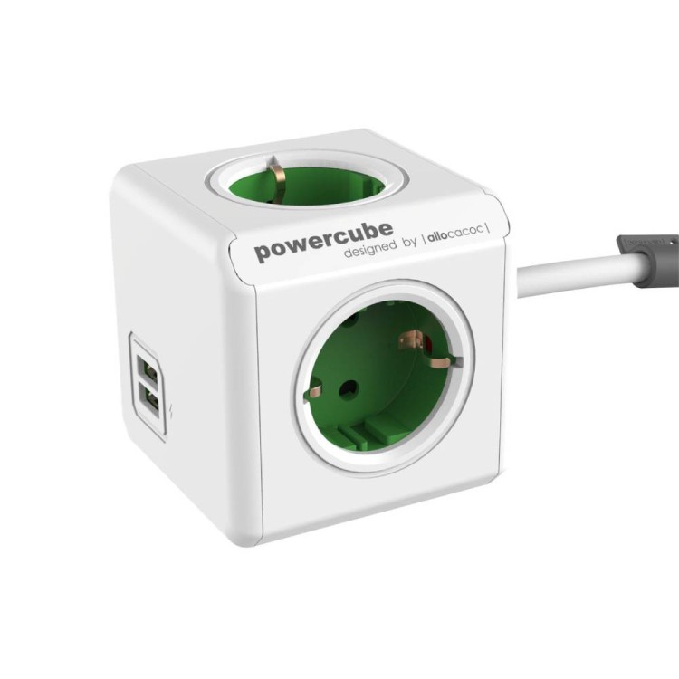 Allocacoc PowerCube Extended 1402GN разклонител 4 гнезда с кабел зелен артикул 1402GN-DEEUPC