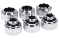 Alphacool Eiszapfen 13mm HardTube compression fitting G1/4 - knurled - chrome sixpack