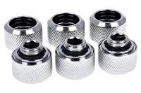 Alphacool Eiszapfen 16mm HardTube compression fitting G1/4 - knurled - chrome sixpack