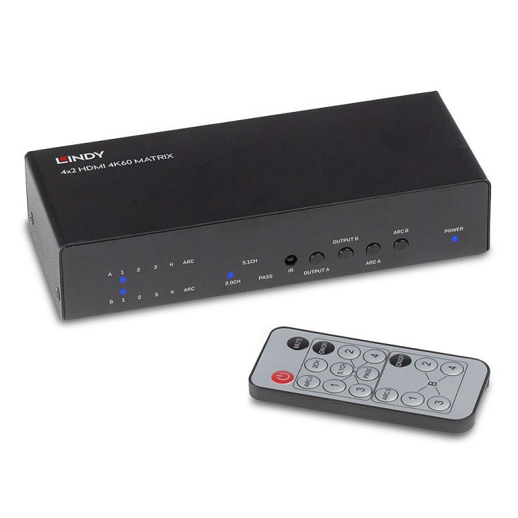 LINDY 4x2 HDMI 4K60 Matrix превключвател, 4 у-ва + 2 дисплея LNY-38084 артикул LNY-38084 LINDY 4x2 HDMI 4K60 Matrix превключвател, 4 у-ва + 2 дисплея LNY-38084 артикул LNY-38084