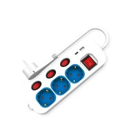 Разклонител, 1x USB A, 1x USB-C, 3 гнезда, с ключ, 1.5 м 19.07.2344