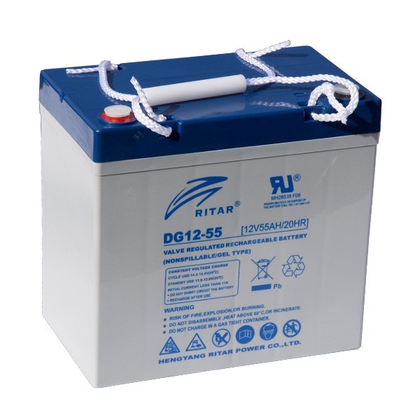 Оловна гелова акумулаторна батерия Ritar DG12-55 12V/55Ah, 229x138x211mm F5/M8, F11/M6 артикул RITAR-DG12-55