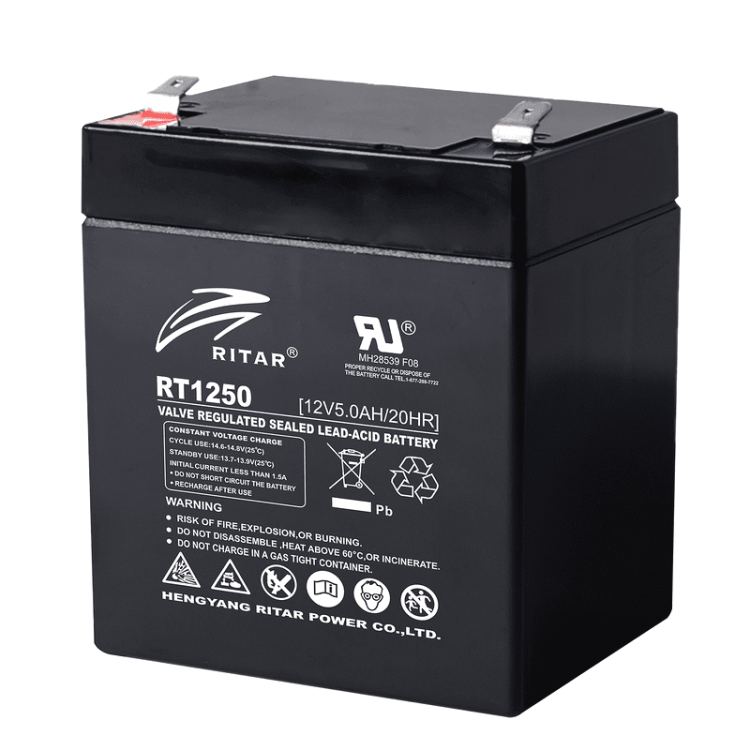 Ritar RT1250 AGM 12V/5Ah, 90x70x101mm терминал 2 Оловна акумулаторна батерия артикул RITAR-RT1250