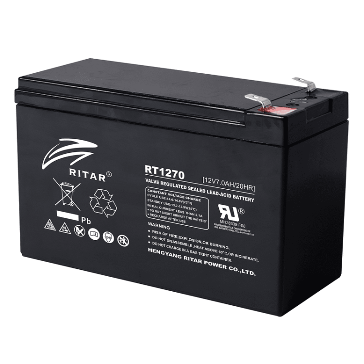 Ritar RT1270 AGM 12V/7Ah, 151x65x94mm терминал 1 Оловна акумулаторна батерия артикул RITAR-RT1270-1