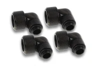 Alphacool Eiszapfen 16mm HardTube compression fitting 90° rotatable G1/4 für Acryl/Brass tubes - 4pcs Set Deep Black