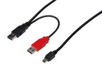 Mini USB към 2xUSB Type A 1 метър черен Mini USB към 2xUSB Type A 1 метър черен