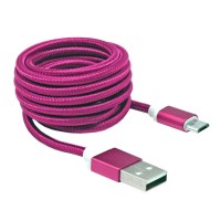 USB кабел, Type A - Micro B, M/M, 1.5 м, розов USB кабел, Type A - Micro B, M/M, 1.5 м, розов