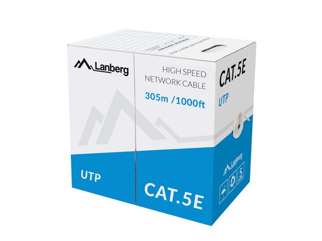 мрежови кабел UTP SOLID CAT 5E 305 метра сив артикул LCU5-10CC-0305-S