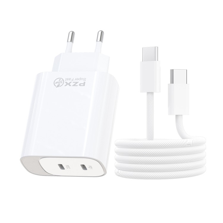 USB PZX P56 2xPD Charge 35W Зарядно + кабел Type-C to Type-C артикул 22423