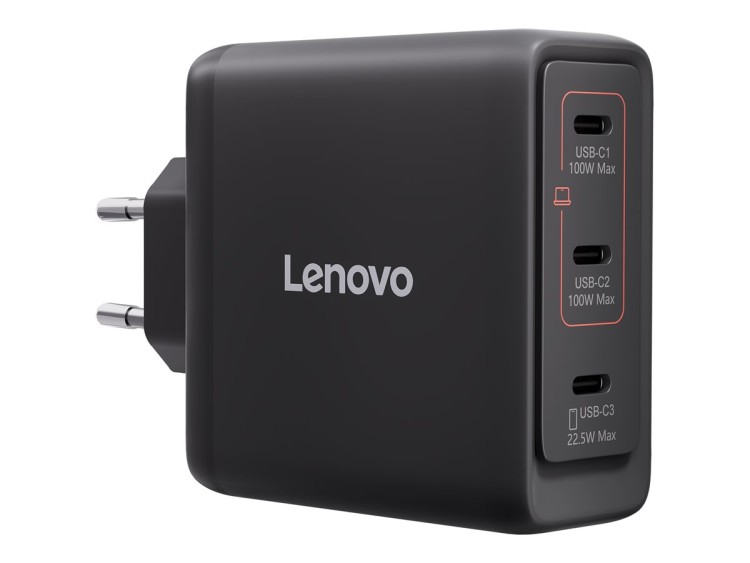 Lenovo Multi-port USB-C 100W GaN Charger Black зарядно устройство артикул 40AW100BEU