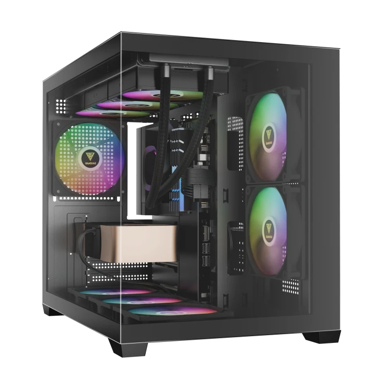 Gamdias AURA GC10M v2 кутия за компютър черен артикул AURA-GC10M-V2-ARGB-BK