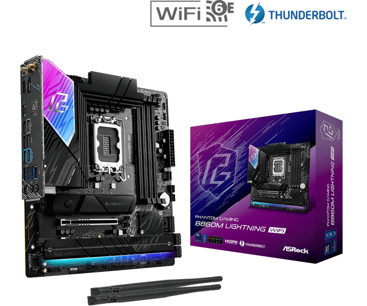Asrock B860M Lightning WiFi mATX дънна платка артикул 90-MXBQG-A0UAYZ