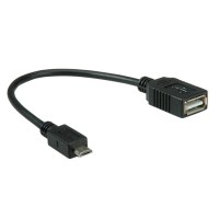 USB кабел с адаптер, OTG, micro USB B/M - USB A/F, 0.15 m Roline USB кабел с адаптер, OTG, micro USB B/M - USB A/F, 0.15 m Roline