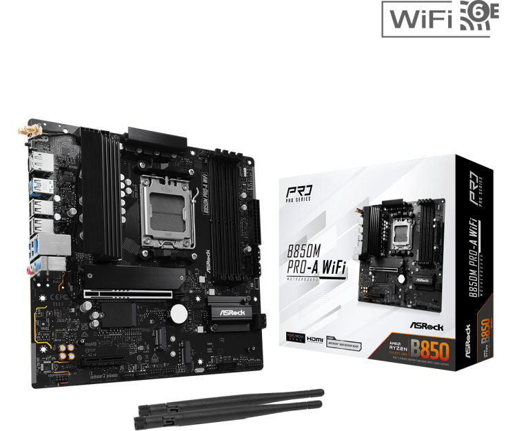 Asrock B850M Pro-A WiFi mATX дънна платка артикул 90-MXBR9-A0UAYZ Asrock B850M Pro-A WiFi mATX дънна платка артикул 90-MXBR9-A0UAYZ