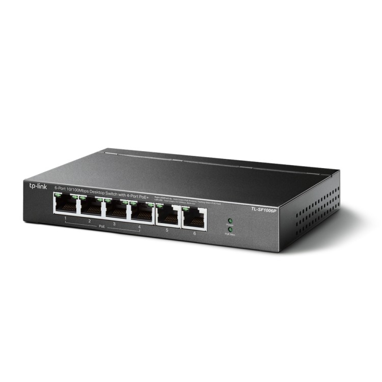 TP-Link TL-SF1006P 6-портов 10/100Mbps комутатор с 4-PoE+ порт артикул TL-SF1006P