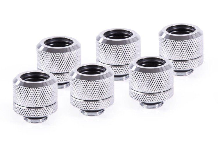 Alphacool Eiszapfen 14mm HardTube compression fitting G1/4 - knurled - chrome sixpack артикул 17554
